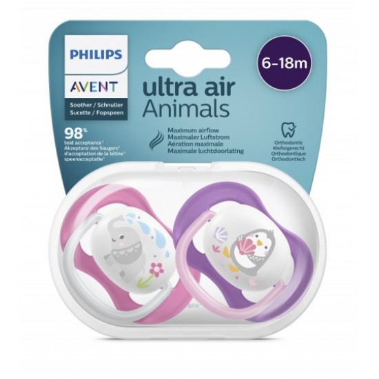 Philips Avent Ultra Air Animals 2li Desenli Emzik 6-18 Ay - Kız