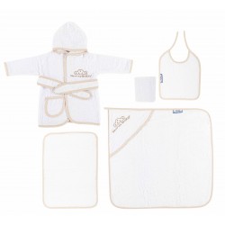 Sema Baby 5 Parça Bebek Bornoz Seti - Ekru Sema Baby 5 Parça Bebek Bornoz Seti - Ekru