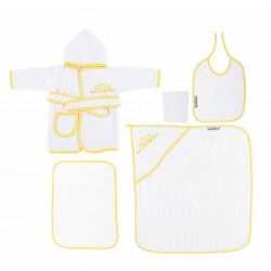 Sema Baby 5 Parça Bebek Bornoz Seti - Sarı Sema Baby 5 Parça Bebek Bornoz Seti - Sarı