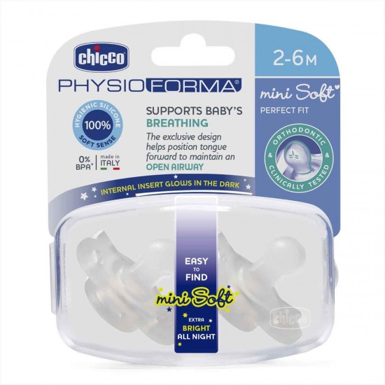 Chicco Gece Parlayan PhysioForma Mini Soft 2li Emzik 2-6 Ay