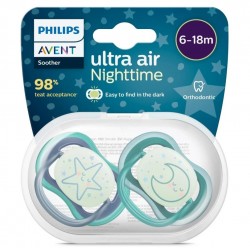 Philips Avent Ultra Air Night Karanlıkta Parlar Gece Emziği 6-18 ay Erkek SCF376/13 Philips Avent Ultra Air Night Karanlıkta Parlar Gece Emziği 6-18 ay Erkek SCF376/13