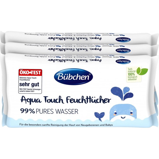 Bübchen Aqua Touch Yenidoğan Hassas Islak Mendil 3 x 48 Adet ( 144 Yaprak )