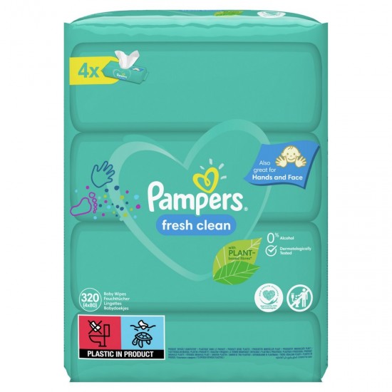 Prima Pampers Baby Yenidoğan Fresh Clean Islak Havlu 80x4 Adet (320 Yaprak)