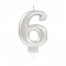 6 Rakam Mum Gümüş Renk