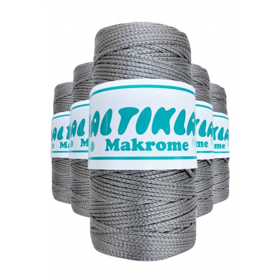 5 Adet Polyester Makrome İpi 430 Orta Gri 100 gr