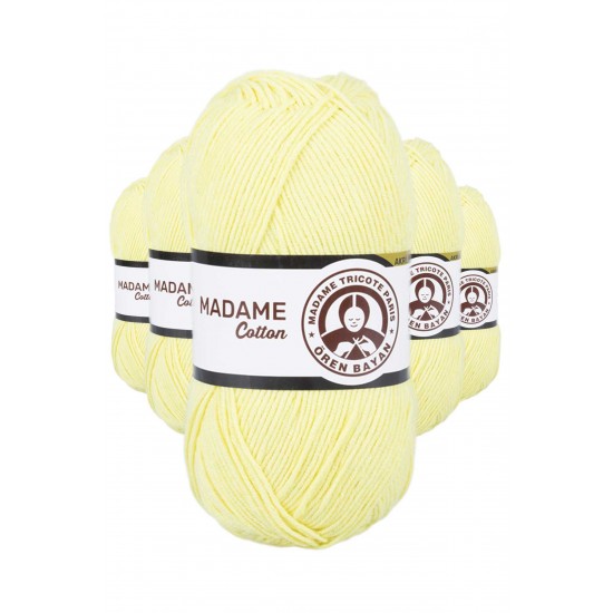 5 Adet Madame Cotton El Örgü İpi Yünü 100 gr 006 Açık Sarı