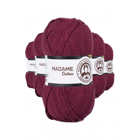 5 Adet Madame Cotton El Örgü İpi Yünü 100 gr 010 Bordo