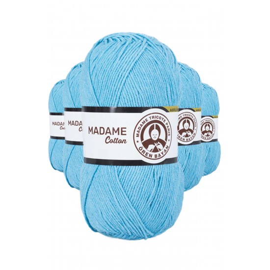 5 Adet Madame Cotton El Örgü İpi Yünü 100 gr 016 Turkuaz