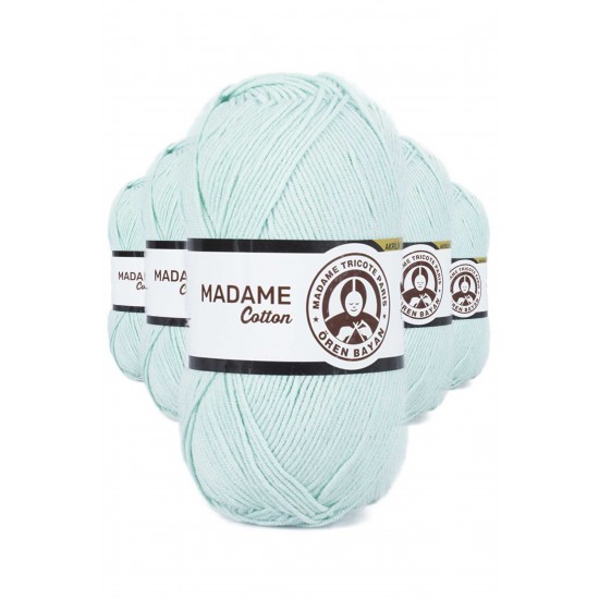 5 Adet Madame Cotton El Örgü İpi Yünü 100 gr 017 Mint Yeşili