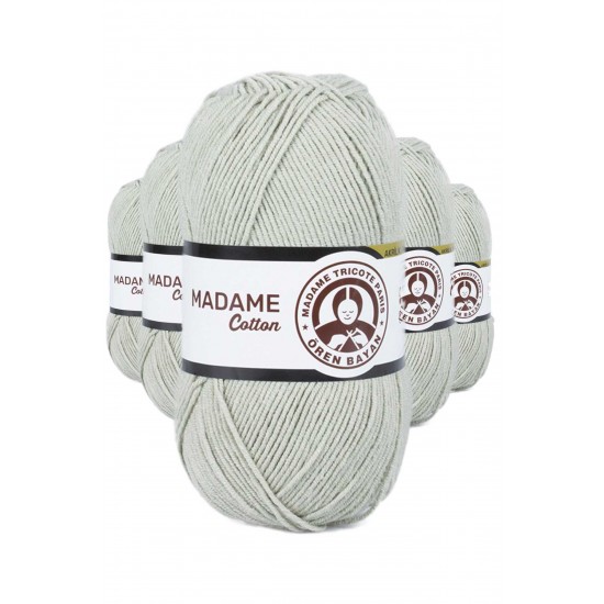 5 Adet Madame Cotton El Örgü İpi Yünü 100 gr 020 Açık Yeşil