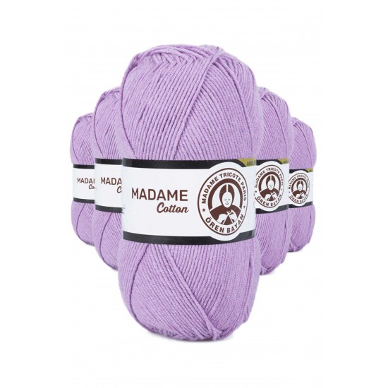 5 Adet Madame Cotton El Örgü İpi Yünü 100 gr 023 Lila