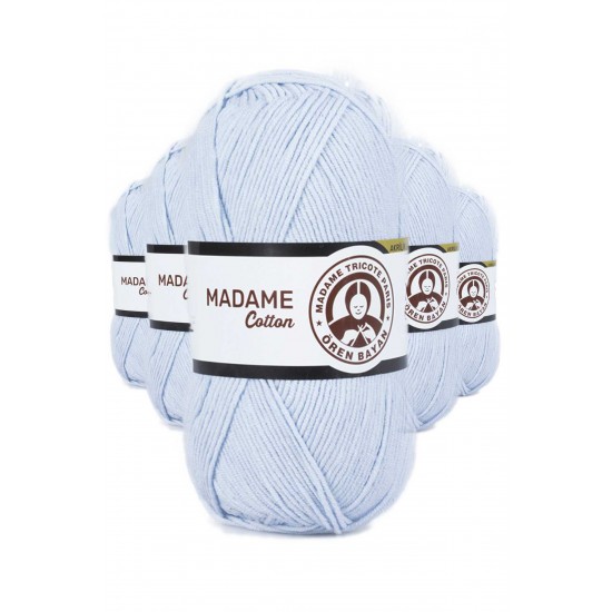 5 Adet Madame Cotton El Örgü İpi Yünü 100 gr 031 Bebe Mavisi