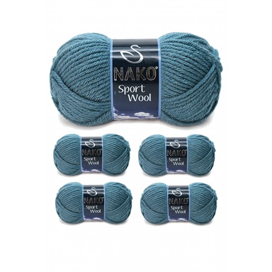 5 Adet Sport Wool Atkı Bere Ceket Yelek Örgü İpi Yünü No: 185 Fırtına