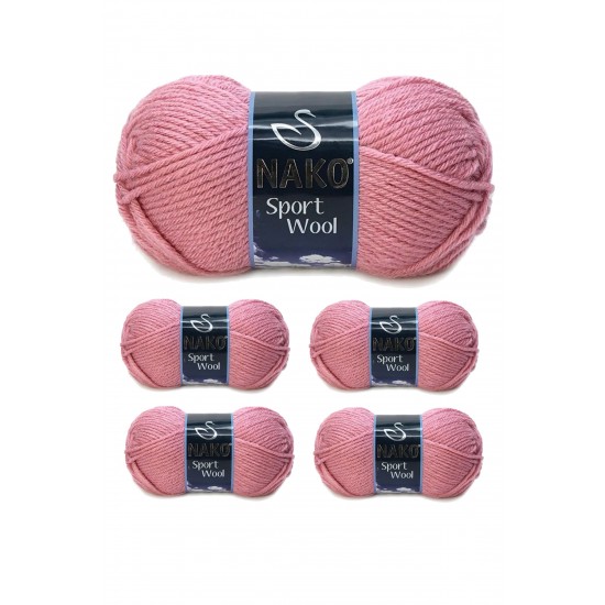 5 Adet Sport Wool Atkı Bere Ceket Yelek Örgü İpi Yünü No: 2276 Gül