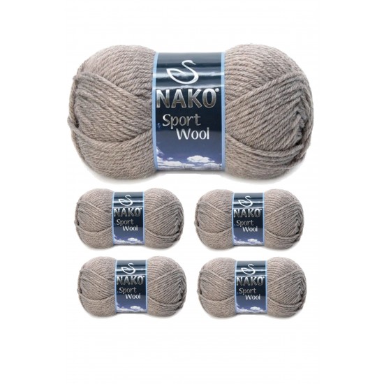 5 Adet Sport Wool Atkı Bere Ceket Yelek Örgü İpi Yünü No: 23294 Bej Melanj