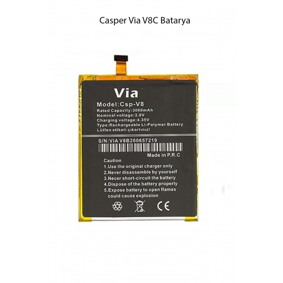 Casper Via V8C  Model Telefonla Uyumlu Batarya Pil 3000 Mah