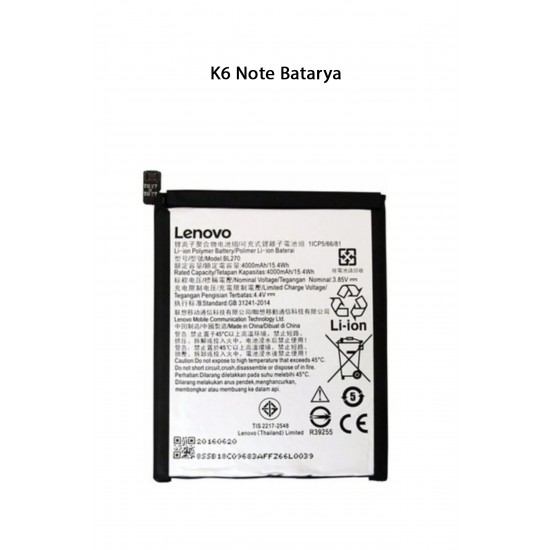 Lenovo K6 Note Batarya Pil