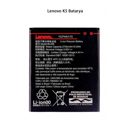 Lenovo K5 Batarya Pil