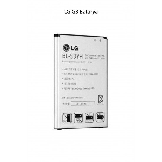 LG G3 Telefonlarla Uyumlu Batarya Pi 3000 mAh