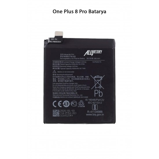 One Plus 8 Pro Telefonlarla Uyumlu Batarya 4320 mAh