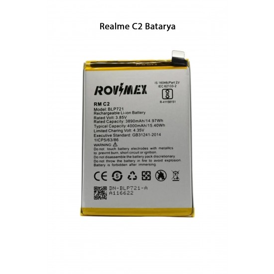 Realme C2 Telefonlarla Uyumlu Batarya 4000 mAh