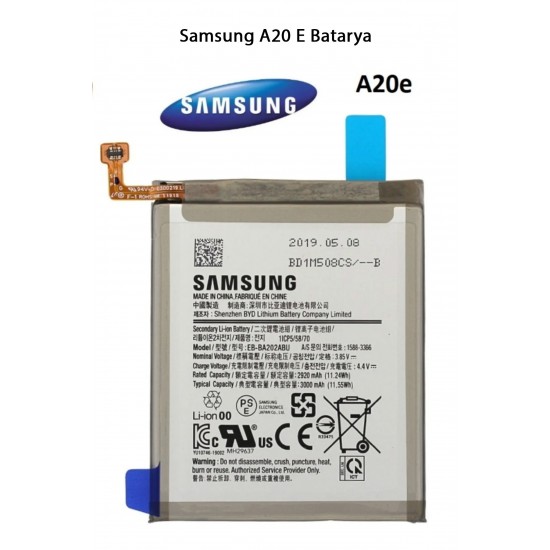 Samsung A20E Telefonlarla Uyumlu Batarya 3000 mAh