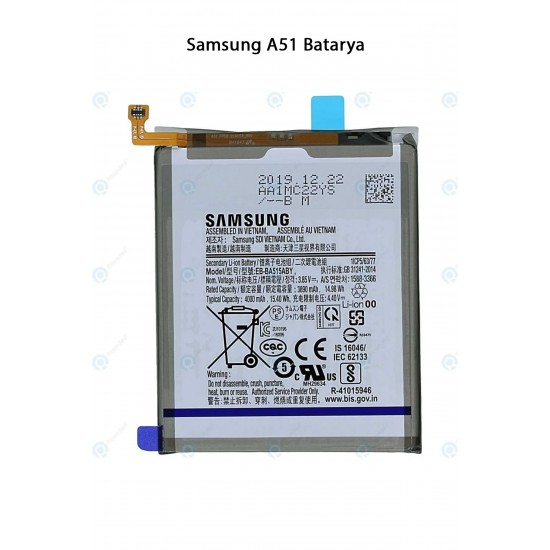 Samsung A51 Telefonlarla Uyumlu Batarya 4000 mAh