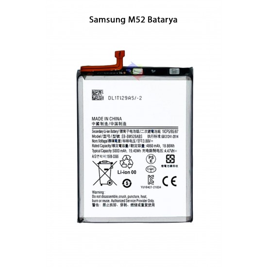 Samsung M52 Telefonlarla Uyumlu Batarya 5000 mAh