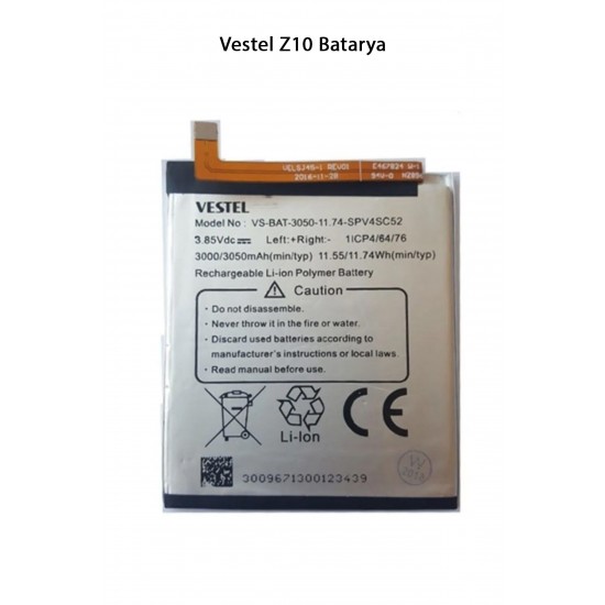 Vestel Z10 Telefonlarla Uyumlu Batarya 3050 mAh