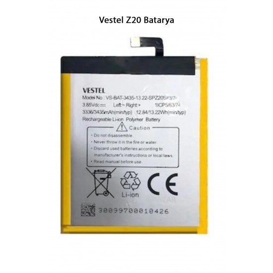 Vestel Z20 Telefonlarla Uyumlu Batarya 3435 mAh