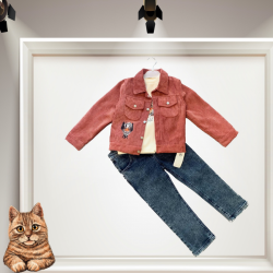 3-4-5 Yaş Fitilli Kadife Ceket Kot Pantolonlu 3lü Kız Erkek Çocuk Takımı 3-4-5 Yaş Fitilli Kadife Ceket Kot Pantolonlu 3lü Kız Erkek Çocuk Takımı