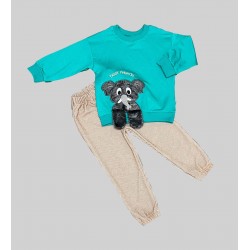 1-2-3 Yaş Filli Sallanan Ayak Desenli Likra Penye Kumaş Sweat Pantolonlu Kız Erkek 2li Çocuk Takımı 1-2-3 Yaş Filli Sallanan Ayak Desenli Likra Penye Kumaş Sweat Pantolonlu Kız Erkek 2li Çocuk Takımı