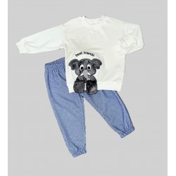 1-2-3 Yaş Filli Sallanan Ayak Desenli Likra Penye Kumaş Sweat Pantolonlu Kız Erkek 2li Çocuk Takımı 1-2-3 Yaş Filli Sallanan Ayak Desenli Likra Penye Kumaş Sweat Pantolonlu Kız Erkek 2li Çocuk Takımı