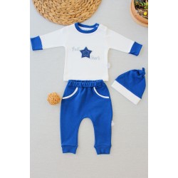 3-6 6-9 9-12 Ay Full Star Nakışlı Şapkalı Uzun Kollu Sweat 3lü Erkek Bebek Takımı 3-6 6-9 9-12 Ay Full Star Nakışlı Şapkalı Uzun Kollu Sweat 3lü Erkek Bebek Takımı