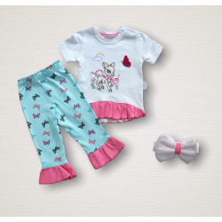 6-9 9-12 12-18 Ay Ceylanın Rüyası Baskılı Bandanalı Kısa Kollu Sweat 3lü Kız Bebek Takımı 6-9 9-12 12-18 Ay Ceylanın Rüyası Baskılı Bandanalı Kısa Kollu Sweat 3lü Kız Bebek Takımı