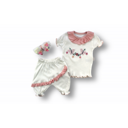 6-9 9-12 12-18 Ay Çiçek Nakışlı Roman Şalvar Bandanalı Kısa Kollu Sweat 3lü Kız Bebek Takımı 6-9 9-12 12-18 Ay Çiçek Nakışlı Roman Şalvar Bandanalı Kısa Kollu Sweat 3lü Kız Bebek Takımı