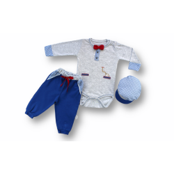 3-6 6-9 9-12 Ay Cep Saat Nakışlı Şapkalı Uzun Kollu Zıbınlı 3lü Erkek Bebek Takımı 3-6 6-9 9-12 Ay Cep Saat Nakışlı Şapkalı Uzun Kollu Zıbınlı 3lü Erkek Bebek Takımı