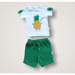 6-9 9-12 12-18 Ay Ananas Nakışlı Kısa Kollu Sweatli Şortlu 2li Kız-erkek Bebek Takımı 6-9 9-12 12-18 Ay Ananas Nakışlı Kısa Kollu Sweatli Şortlu 2li Kız-erkek Bebek Takımı