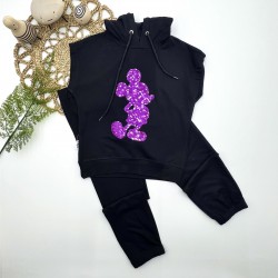 3-4-5 Yaş Kapşonlu Payetli Mickey Desenli Kısa Kol 2li Kız Erkek Çocuk Takımı 3-4-5 Yaş Kapşonlu Payetli Mickey Desenli Kısa Kol 2li Kız Erkek Çocuk Takımı