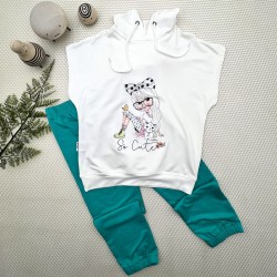 3-4-5 Yaş Kapşonlu Sevimli Kız Baskılı Kısa Kolu 2li Kız Erkek Çocuk Takımı 3-4-5 Yaş Kapşonlu Sevimli Kız Baskılı Kısa Kolu 2li Kız Erkek Çocuk Takımı