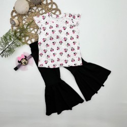 1-2-3-4 Yaş Mickey Baskılı Bandanalı Tişört İspanyol Paçalı Likralı 3lü Kız Çocuk Takımı 1-2-3-4 Yaş Mickey Baskılı Bandanalı Tişört İspanyol Paçalı Likralı 3lü Kız Çocuk Takımı