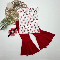 1-2-3-4 Yaş Mickey Baskılı Bandanalı Tişört İspanyol Paçalı Likralı 3lü Kız Çocuk Takımı 1-2-3-4 Yaş Mickey Baskılı Bandanalı Tişört İspanyol Paçalı Likralı 3lü Kız Çocuk Takımı