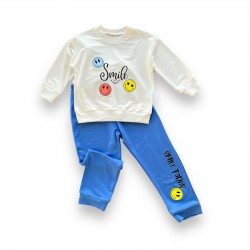 6-9-12-18 Ay Emoje Baskılı Pamuk Penye Kumaş Erkek Bebek Takımı 6-9-12-18 Ay Emoje Baskılı Pamuk Penye Kumaş Erkek Bebek Takımı