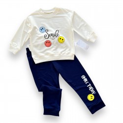 6-9-12-18 Ay Emoje Baskılı Pamuk Penye Kumaş Erkek Bebek Takımı 6-9-12-18 Ay Emoje Baskılı Pamuk Penye Kumaş Erkek Bebek Takımı