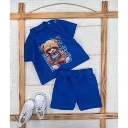 9-12-18-24 Ay Dansçı Ayıcık Baskılı Şortlu Kısa Kollu Tişört 2li Erkek Bebek Takımı