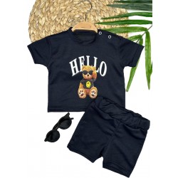 9-12-18-24 Ay Hello Gözlüklü Ayıcık Baskılı Şortlu Kısa Kollu Tişört 2li Erkek Bebek Takımı 9-12-18-24 Ay Hello Gözlüklü Ayıcık Baskılı Şortlu Kısa Kollu Tişört 2li Erkek Bebek Takımı