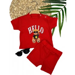 9-12-18-24 Ay Hello Gözlüklü Ayıcık Baskılı Şortlu Kısa Kollu Tişört 2li Erkek Bebek Takımı 9-12-18-24 Ay Hello Gözlüklü Ayıcık Baskılı Şortlu Kısa Kollu Tişört 2li Erkek Bebek Takımı