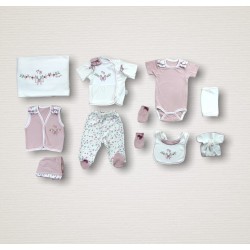 Bahar Çiçekleri Nakışlı %100 Cotton Antibakteriyel 10lu Zıbın Takımı Hastane Çıkışı Bahar Çiçekleri Nakışlı %100 Cotton Antibakteriyel 10lu Zıbın Takımı Hastane Çıkışı