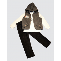 3-4-5 Yaş Fitilli Kadife Pantolon Kapitone Kapşonlu Yelek Uzun Kollu Sweat 3lü Erkek Çocuk Takımı 3-4-5 Yaş Fitilli Kadife Pantolon Kapitone Kapşonlu Yelek Uzun Kollu Sweat 3lü Erkek Çocuk Takımı