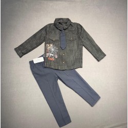 3-4-5 Yaş Kravatlı Keten Gömlek Gabardin Pantolon Uzun Kollu 3lü Erkek Çocuk Takımı 3-4-5 Yaş Kravatlı Keten Gömlek Gabardin Pantolon Uzun Kollu 3lü Erkek Çocuk Takımı